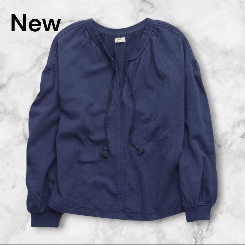 New!  Aerie Navy Crinkle Sweatshirt XL – Cozy Fall Essential